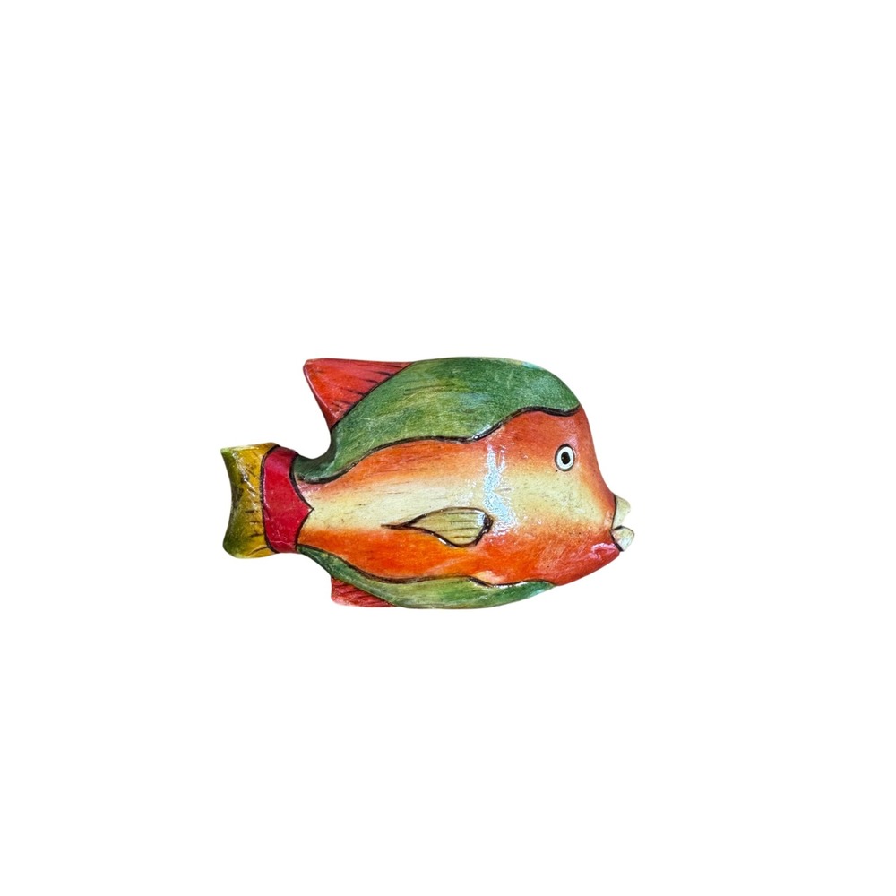 Vintage Wooden Fish Barrette Art To Wear Hand Painted‎ Hair Clip Tropical Animal